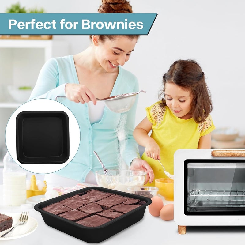 Spmarkt 2-Pack 8x8 Square Cake Pan, Nonstick Brownies Square Cake Pan, 8 inch Square Baking Pan for Making Meat Dishes, Square Cake Pan for Beginners, Easy to Clean - Image 4